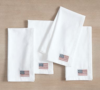 American Flag Icon Cotton/Linen Napkins - Set of 4 | Pottery Barn (US)
