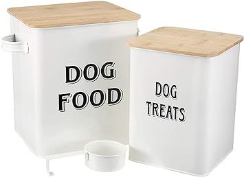 Morezi Pet Food and Treats Containers Set with Scoop for Cats or Dogs - Beige Powder - Coated Car... | Amazon (US)