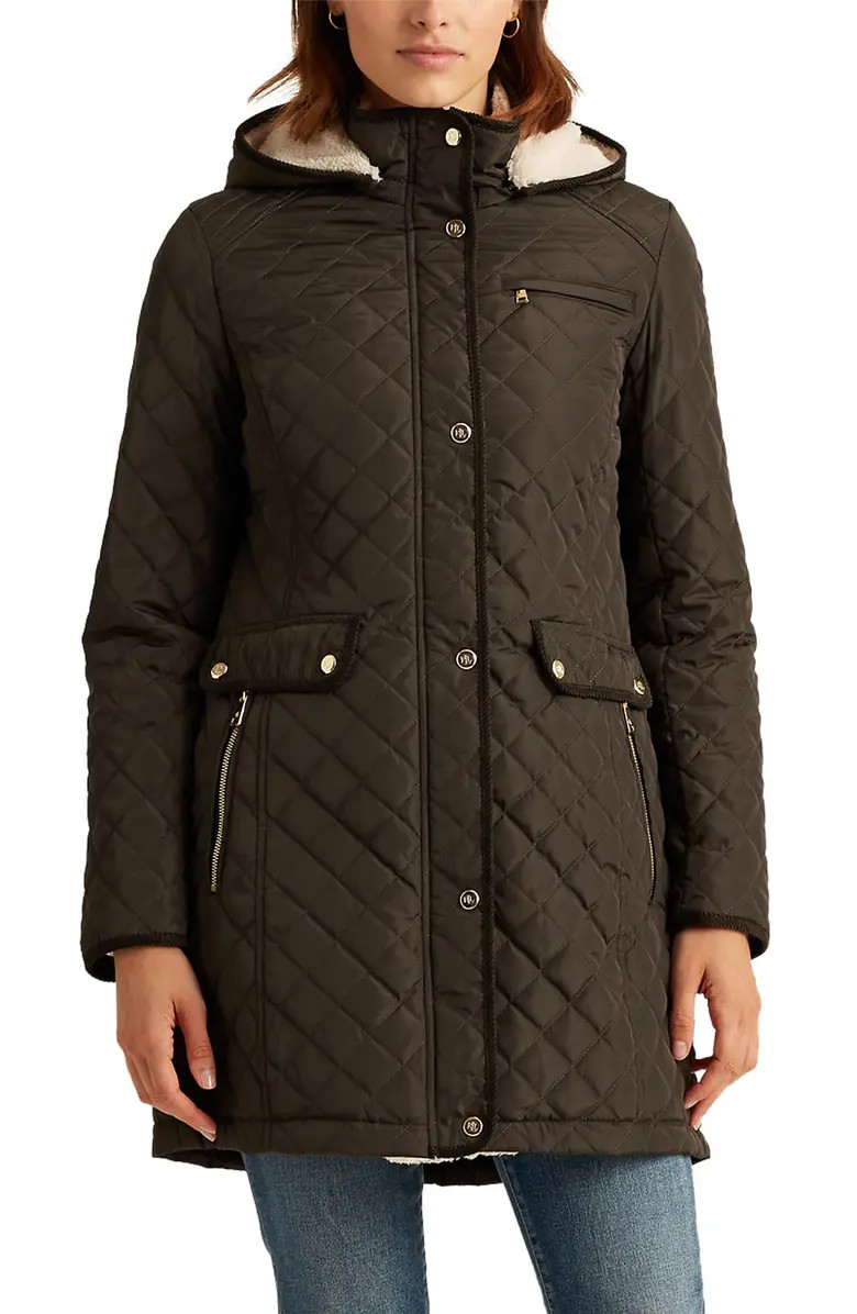 Lauren Ralph Lauren Quilted Coat with Faux Shearling Lining (Regular & Petite) | Nordstrom | Nordstrom