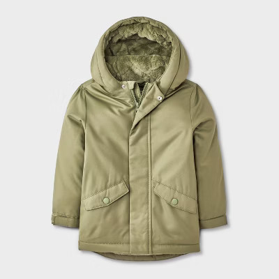 Toddler Boys' Cozy Lined Playground Parka Jacket - Cat & Jack™ Olive Green 5T | Target