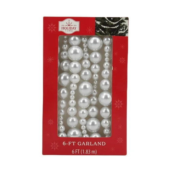 Pearly White Bead Christmas Garland, 6', by Holiday Time | Walmart (US)