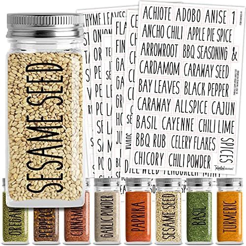 Talented Kitchen 145 Spice Jar Labels Preprinted: 145 Black All Caps Spice Names + Numbers. Black... | Amazon (US)