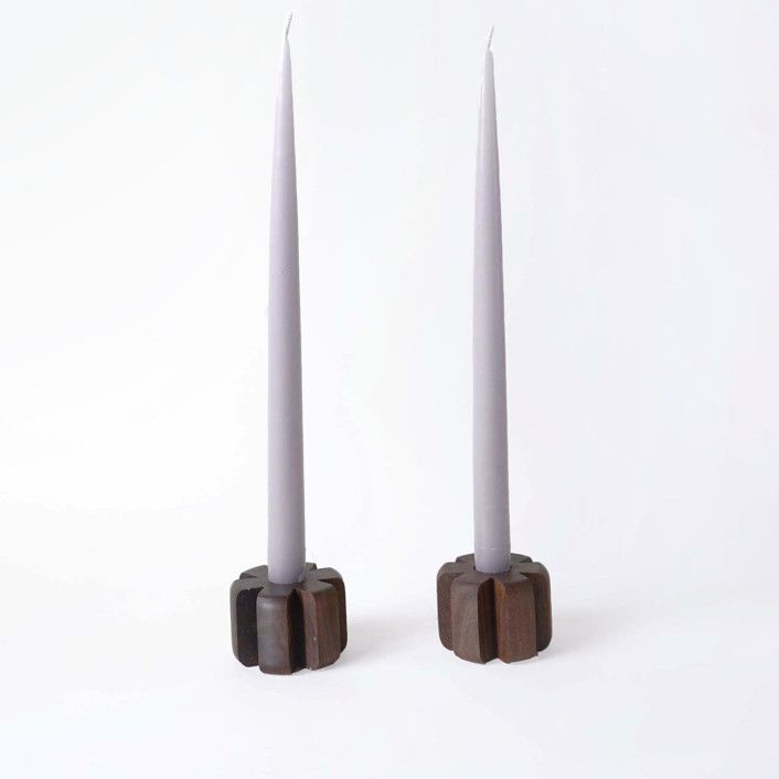 Asterisk Candleholders Walnut | Minted