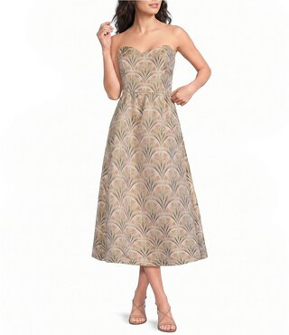 Sugarlips Petite Size Aurra Floral Jacquard Bustier Sweetheart Neck Strapless Midi Dress -  PM | Dillard's