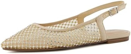 CUSHIONAIRE Lark Mesh Slingback Flats for Women, Embellished Detailing with a Sleek Pointed Toe D... | Amazon (US)