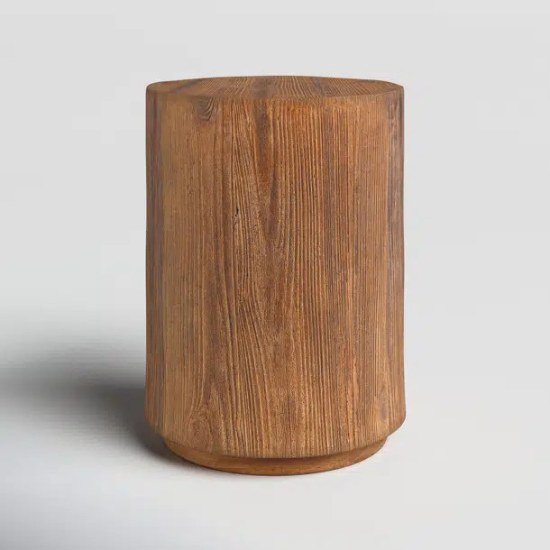 Magnesium Oxide Block Outdoor Accent Table with Natural Textured Wood Grain | Joss & Main