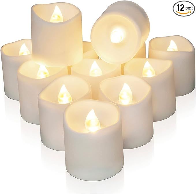 Homemory 12Pack Timer Flameless LED Votive Candles, Long Lasting Battery Operated Tea Light with ... | Amazon (US)