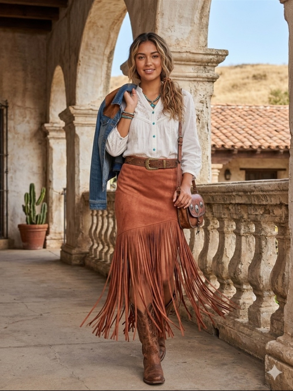 Rust Fringe Midi Skirt | Faux Suede Look | Stretchy & Chic Western Style. | Poshmark