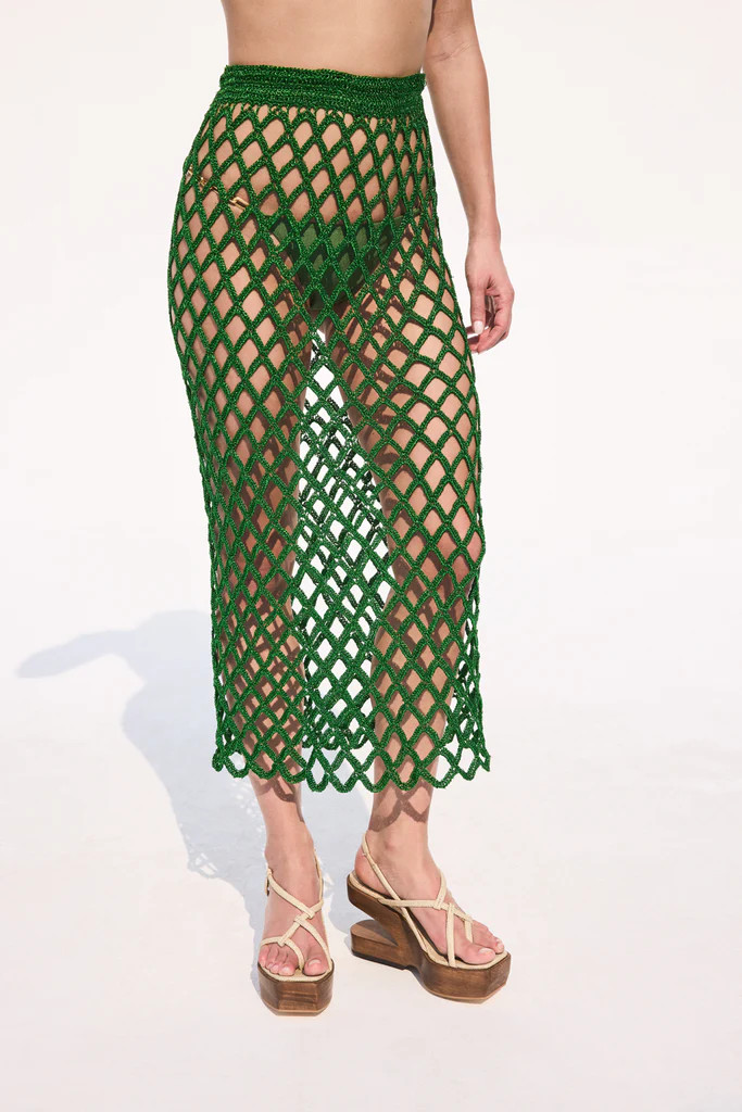 FINN KNIT CROCHET SKIRT - BASIL | Cult Gaia - US