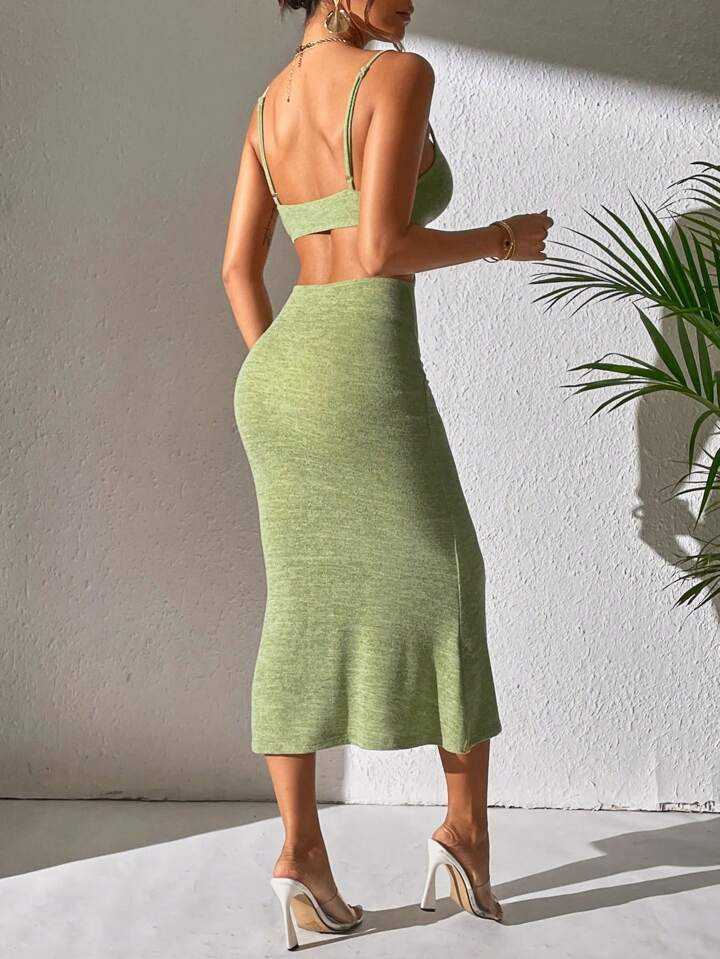 SHEIN PETITE Cut Out Waist Cami Dress | SHEIN