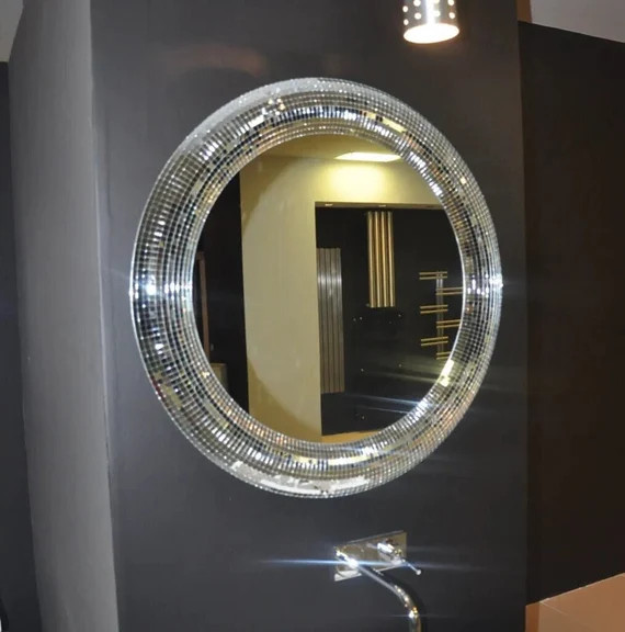 Disco Wall Mirror | Pearl Round Wall Mirror | Silver Mirror | Diamond Mirror | Decorative Mirror ... | Etsy (US)