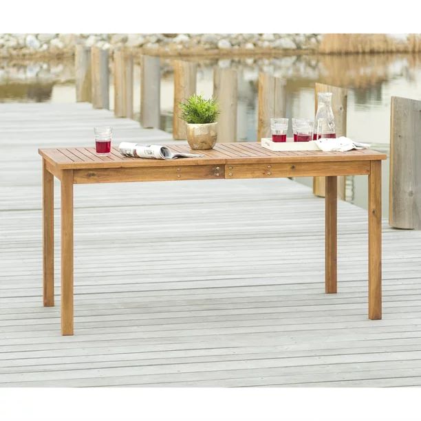 Acacia Wood Patio Simple Dining Table - Brown - Walmart.com | Walmart (US)