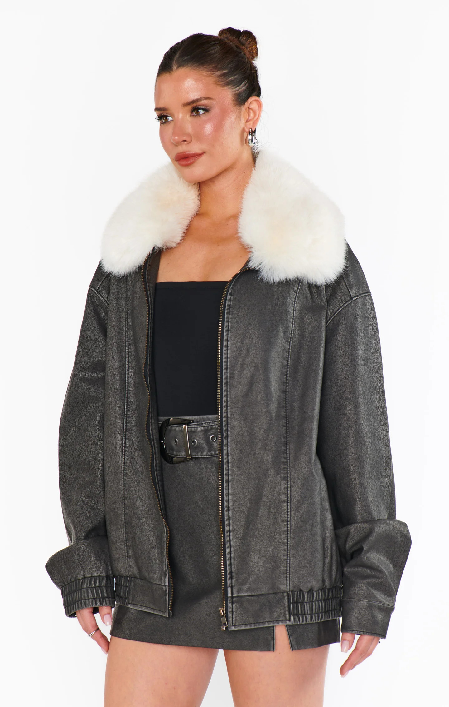 Motor City Jacket ~ Vintage Black Faux Leather with Faux Fur | Show Me Your Mumu