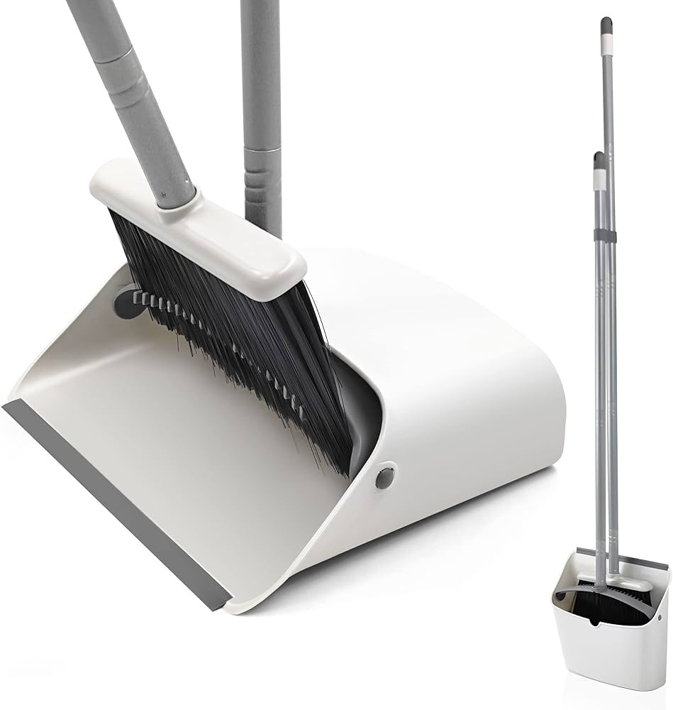 JEHONN Broom and Dustpan Set, Long Handle Lightweight Broom Set Upright Standing Dustpan Stand Up... | Amazon (US)