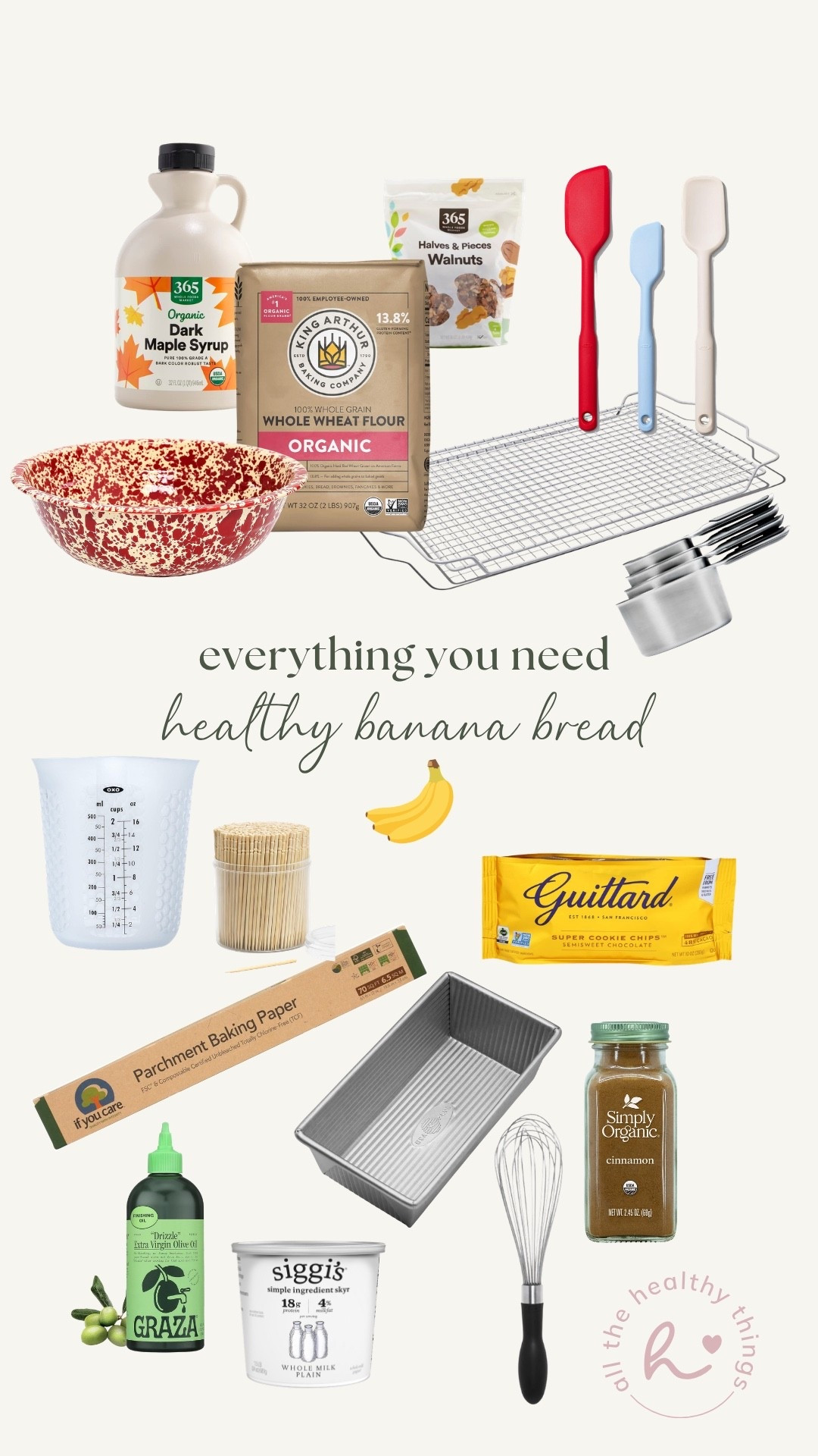 All my favorite tools and ingredients to make my healthy banana bread! 💕 #LTKCooking