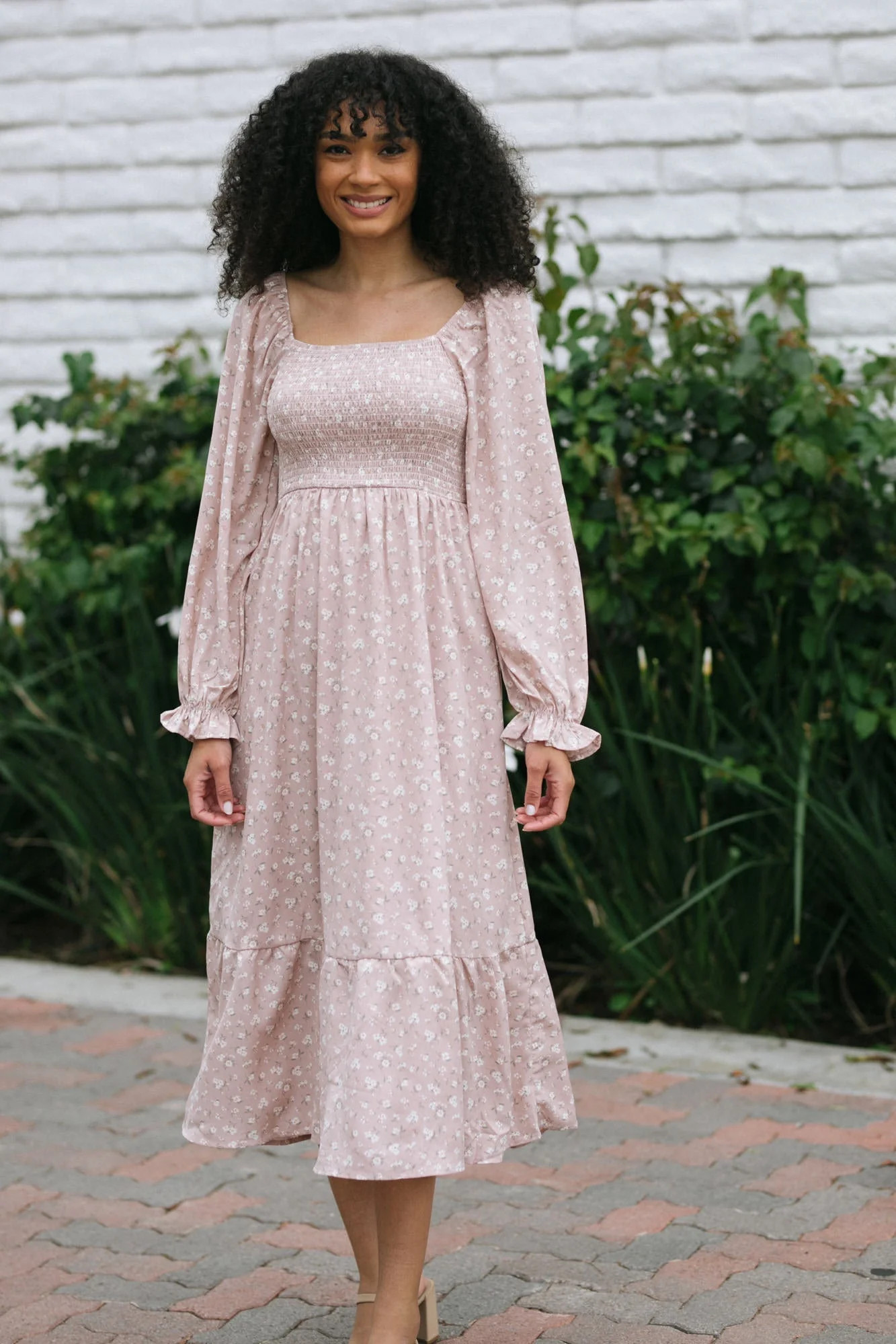 Aja Smocked Midi Dress | Morning Lavender