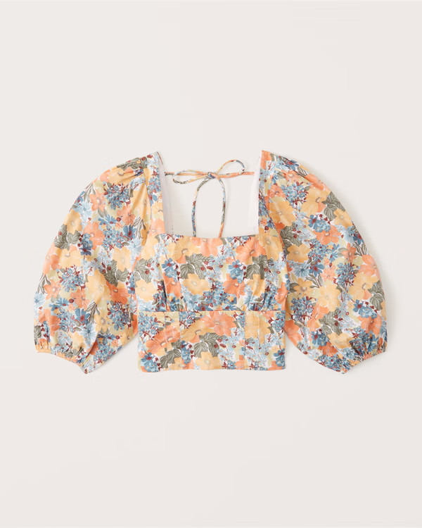 Women's Poplin Puff Sleeve Top | Women's Tops | Abercrombie.com | Abercrombie & Fitch (US)