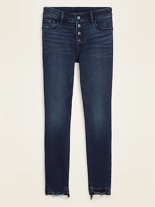 Mid-Rise Button-Fly Rockstar Super Skinny Cut-Off Ankle Jeans for Women | Old Navy (US)