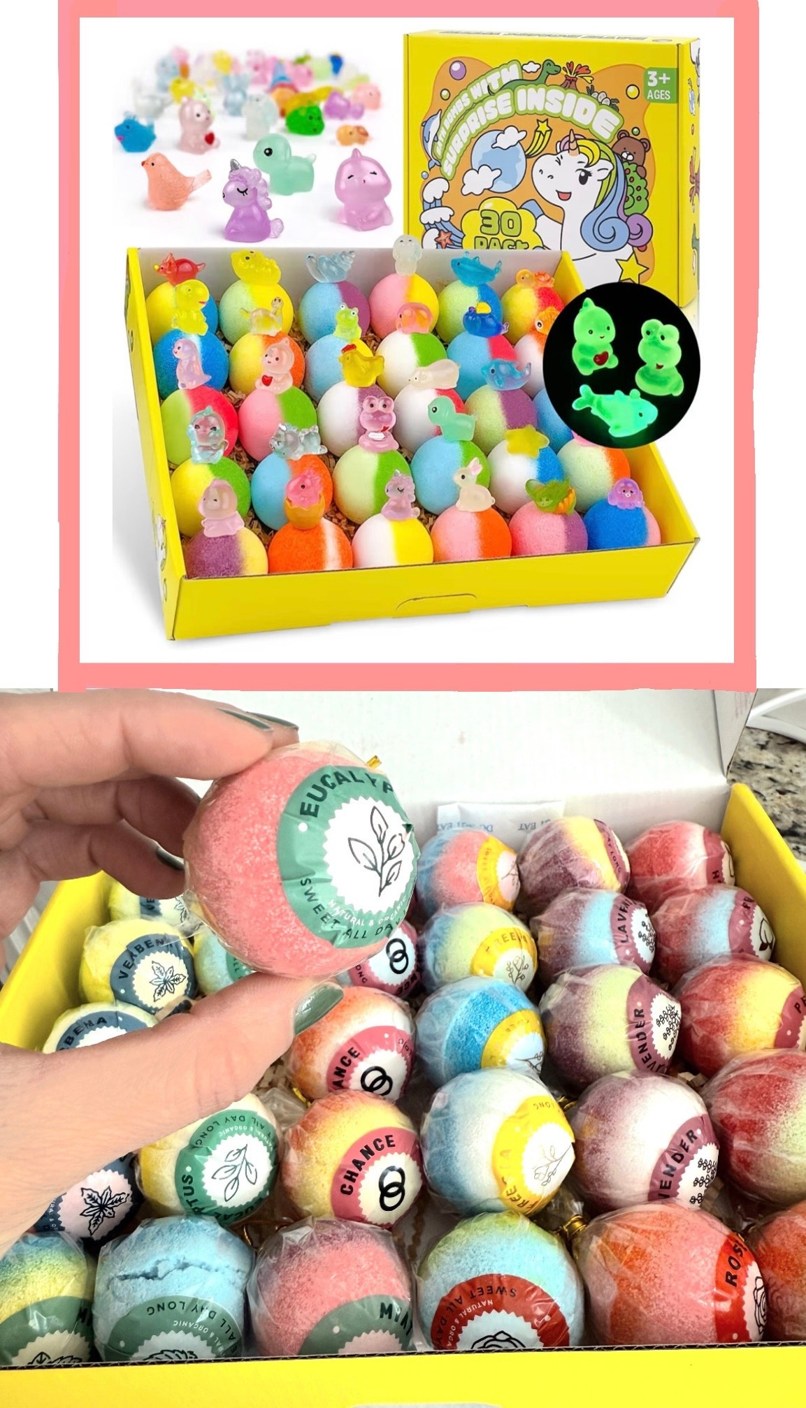 PSA Reminder: Valentines Day is right around the corner — time to start prepping for those class valentines parties. 

I got these bath bombs for my son’s elementary school class. They smell great, are non-toxic and clean, and have a little glow in the dark toy inside to surprise the kids. They come in a pack of 30 for $25 so less than $1 per v-day gift.

I’ll be sending these as his school valentines gifts with a note “you’re the bomb” 💌💘💕💖💟

Affordable, galentines, cousins gifts, party favors 

#LTKSeasonal #LTKKids #LTKmomlife