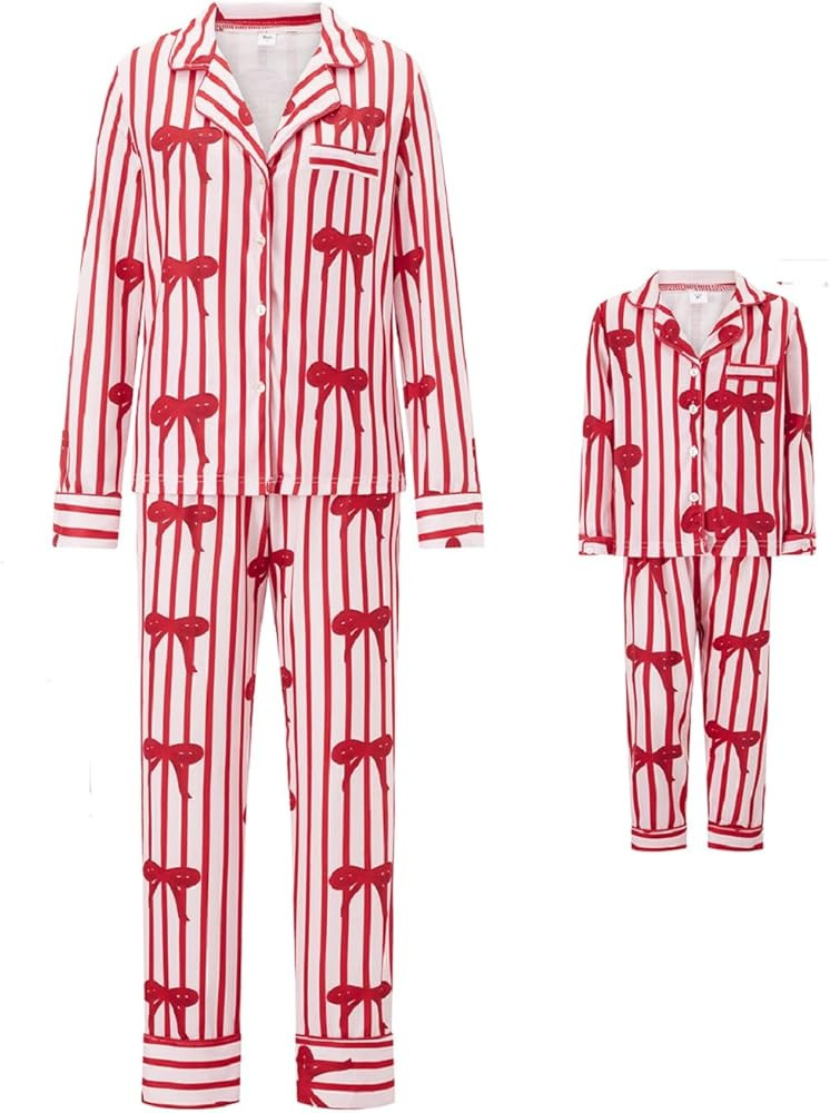 Mommy and Me Matching Christmas Pajamas Set Nutcracker Xmas Pjs Set 2 Piece Silk Sleepwear Jemmie... | Amazon (US)