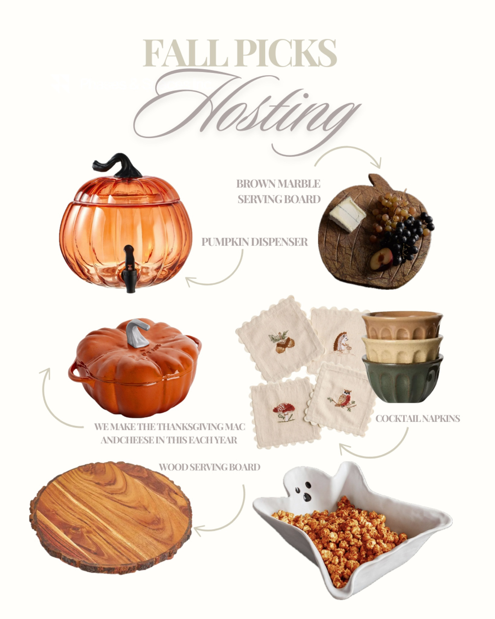 Fall Hosting Essentials!!
I added more affordable options for each item below as well!✨🥧🤍🎃

Halloween hosting essentials
pumpkin decor
cocktail napkins
ghost bowls
wood serving board 
pumpkin cocette 

#LTKSeasonal #LTKFallSale #LTKHome
