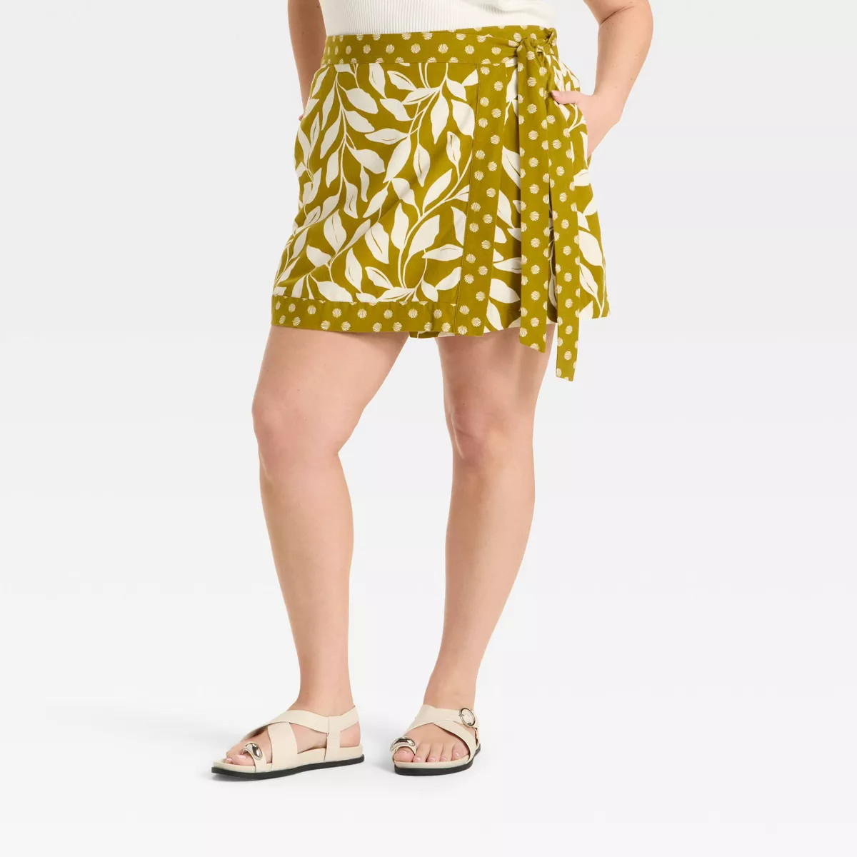 Women's Mini Wrap Skort - Ava & Viv™ Green 3X | Target