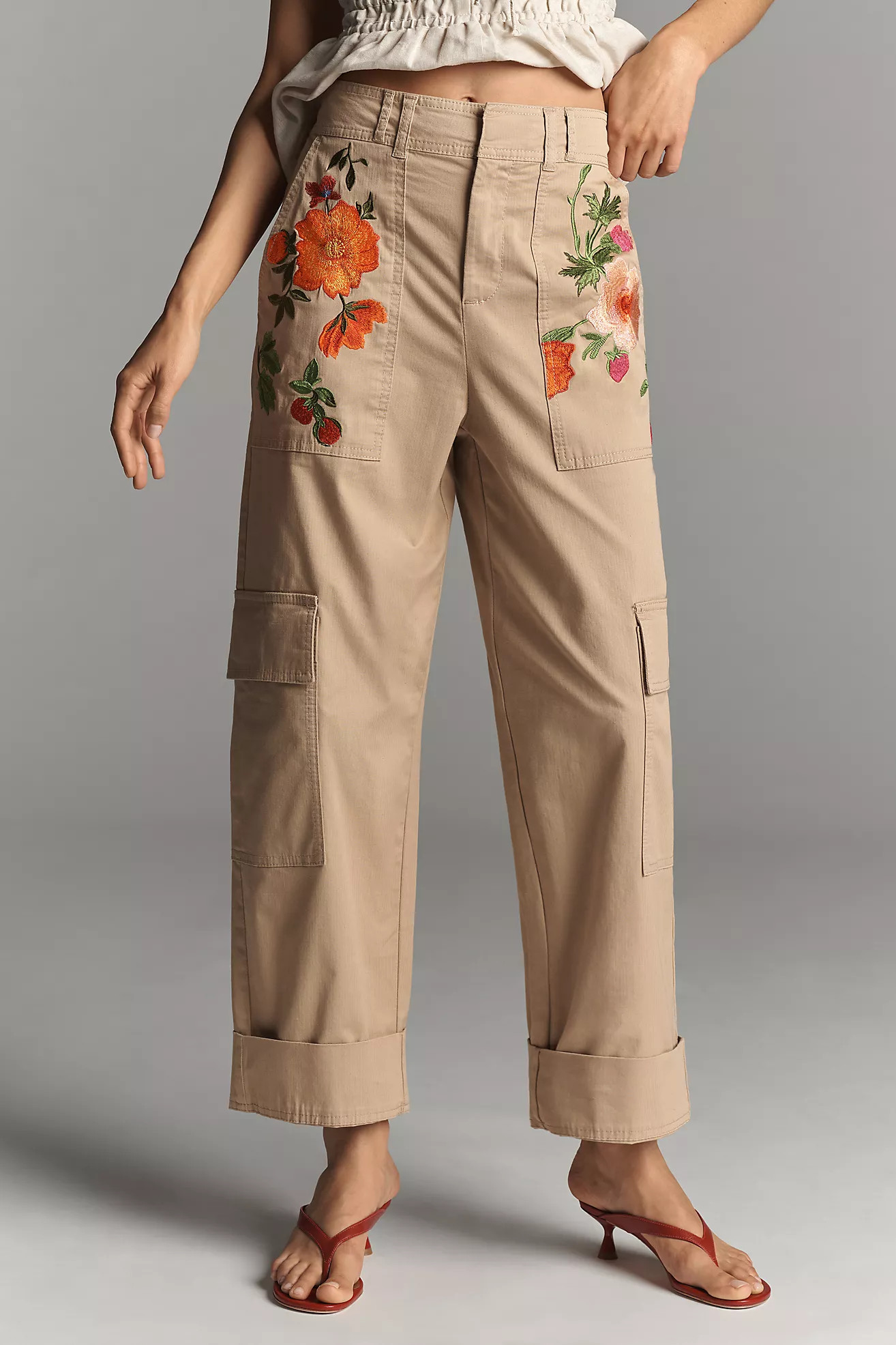 By Anthropologie Embroidered Cargo Pants | Anthropologie (US)