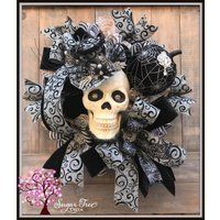 Halloween Wreath, Skeleton Decor, Door Front Deco Mesh Fall Decor | Etsy (US)