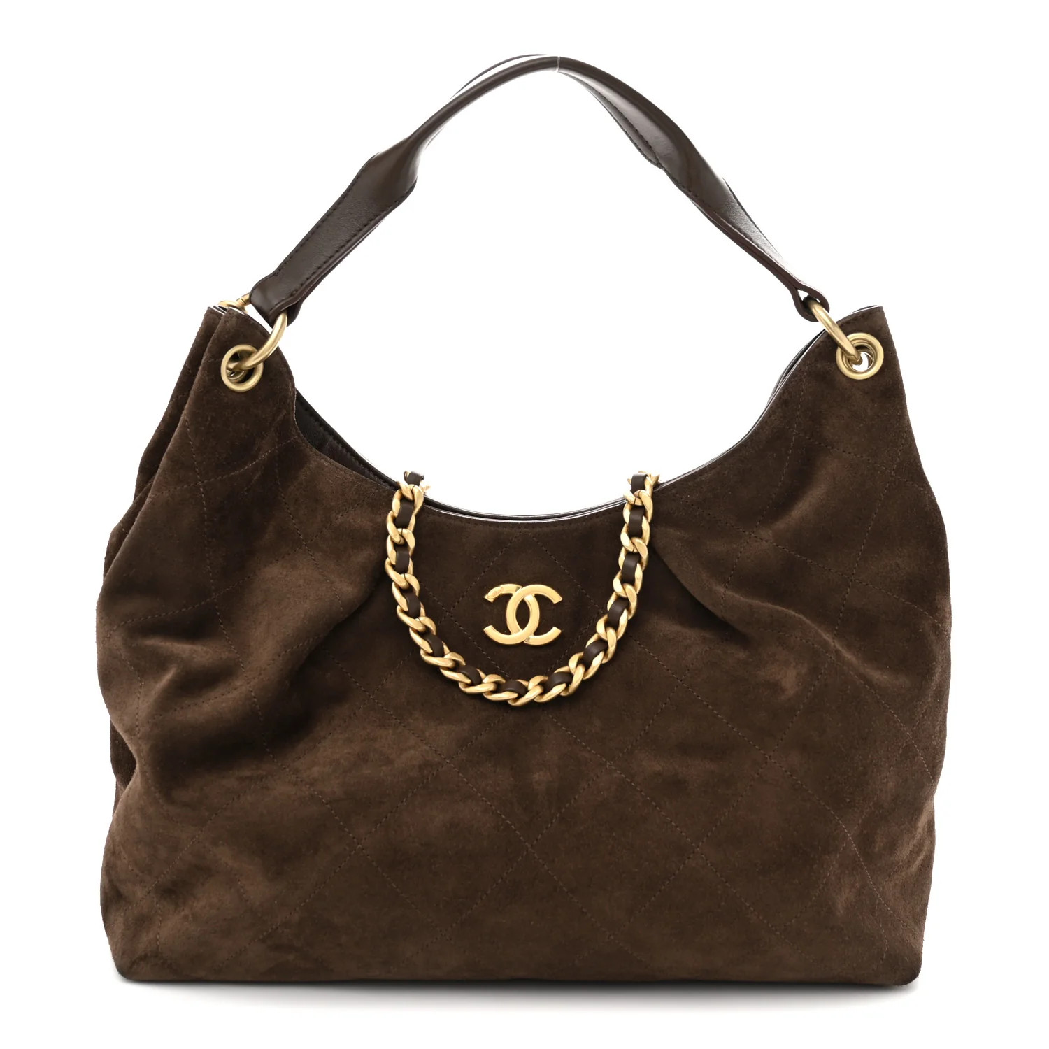 Chanel Suede Calfskin Lambskin Quilted Large Maxi Hobo Dark Brown 1879757 | FASHIONPHILE (US)