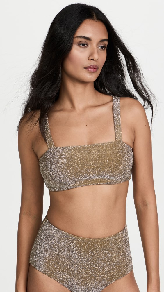 MIKOH Kano Metallic Flat Elastic Square Top | Shopbop | Shopbop