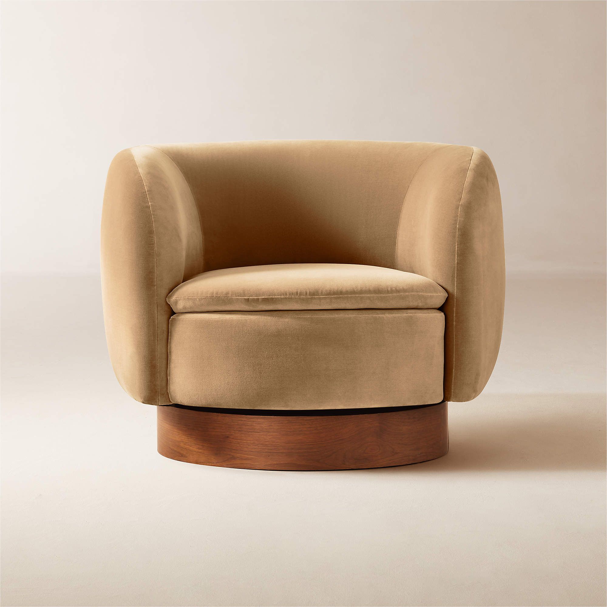 Muir Camel Velvet Swivel Chair by Lawson-Fenning + Reviews | CB2 | CB2