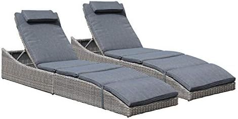 Soleil Jardin Folding Pool Lounge Chair Set of 2 Outdoor Adjustable Chaise Lounge Chair, Fully As... | Amazon (US)