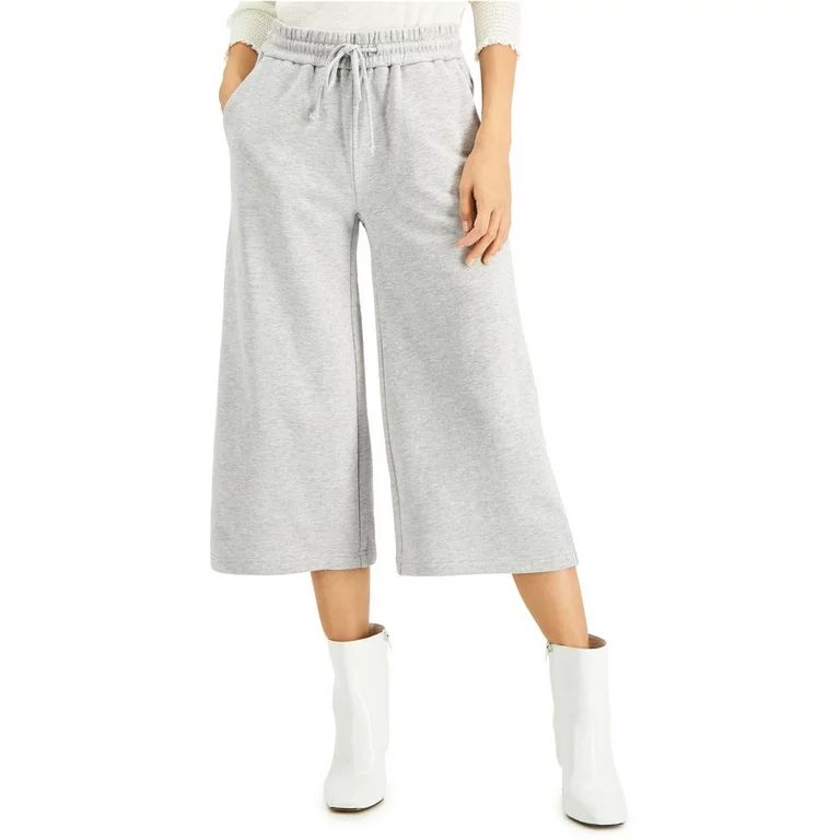 I-N-C Womens Solid Cropped Wide-Leg Casual Sweatpants, Grey, X-Large | Walmart (US)