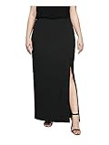 Alex Evenings Women's Size Long Skirt with Button Detail Side Slit Petite Regular, Black Plus, 2X | Amazon (US)