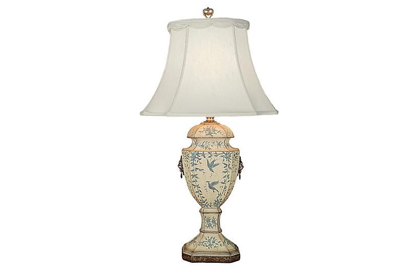 Jayla Table Lamp, Cream/Blue | One Kings Lane