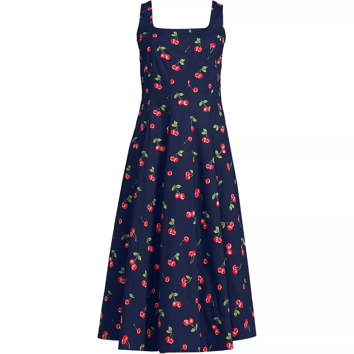 Women's Princess Seamed Cotton Poplin Midi Dress | Lands' End (US)