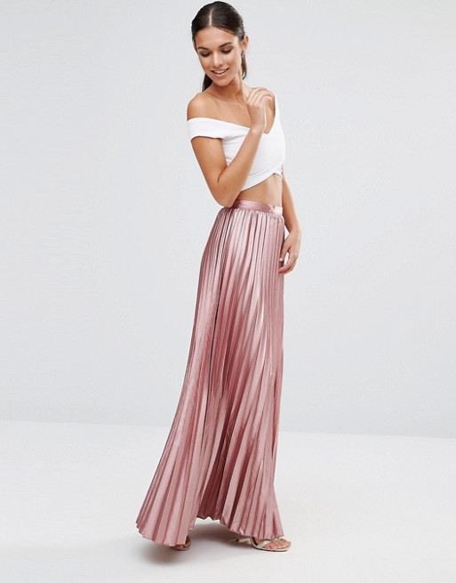 TFNC Foiled Pleated Maxi Skirt | ASOS US