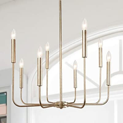 LALUZ Champagne Gold 8-Light High End Modern Chandelier for Dining, Bedroom, Living Room and Kitc... | Amazon (US)