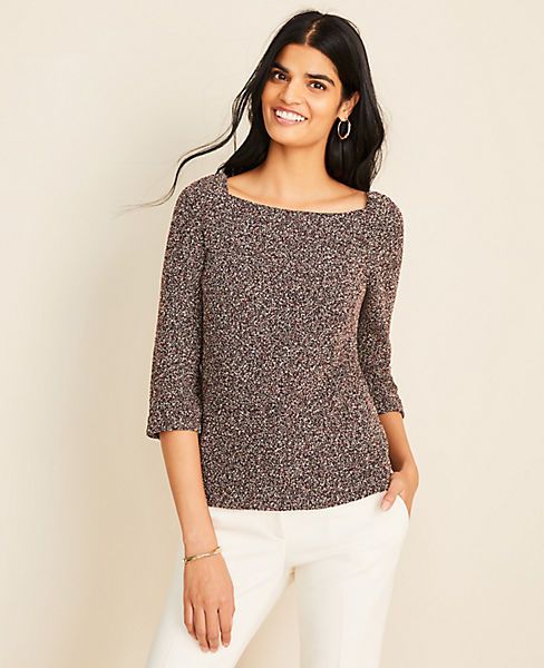 Boucle Puff Sleeve Square Neck Top | Ann Taylor | Ann Taylor (US)