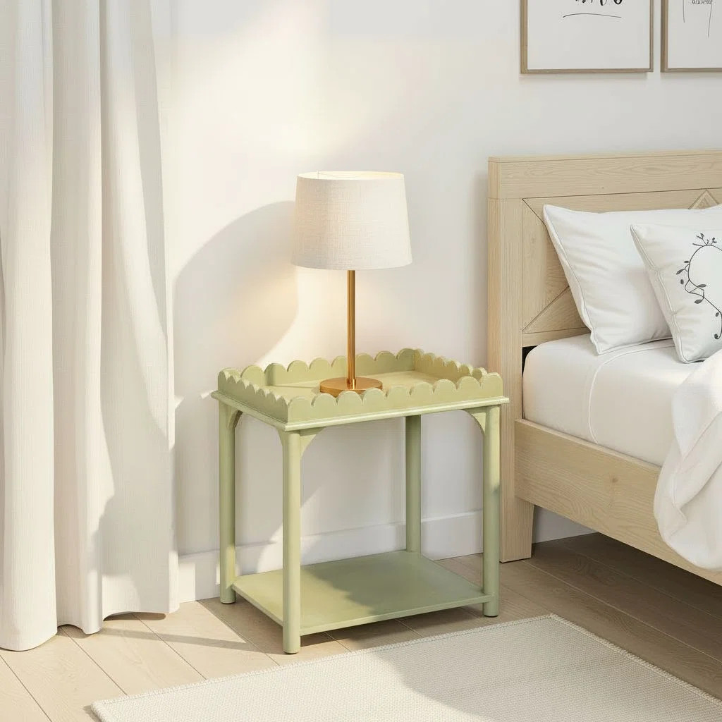 Madeline Scalloped Rectangle Side Table | Birch Lane