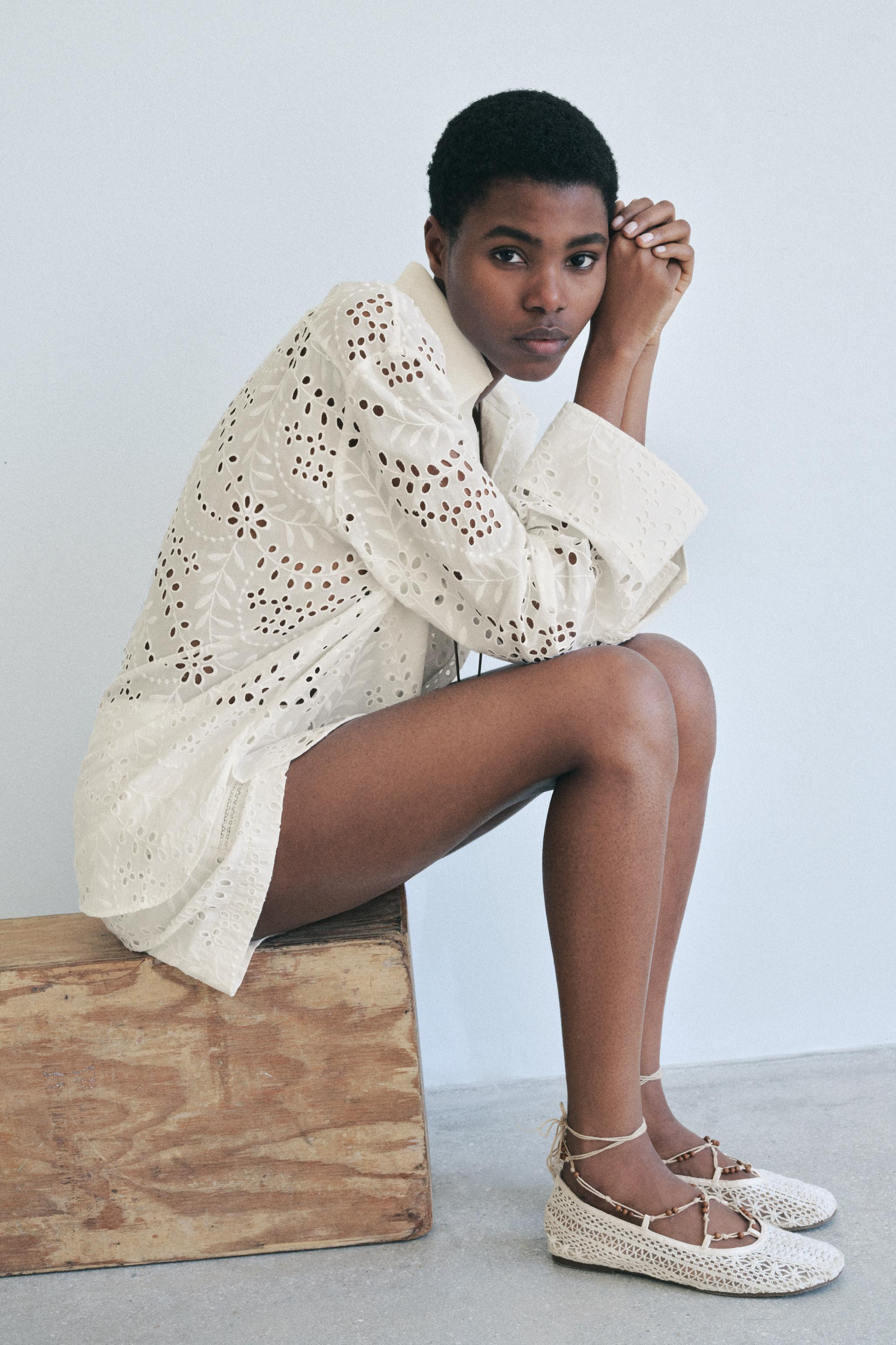 ZW COLLECTION PERFORATED EMBROIDERY SHIRT | Zara US