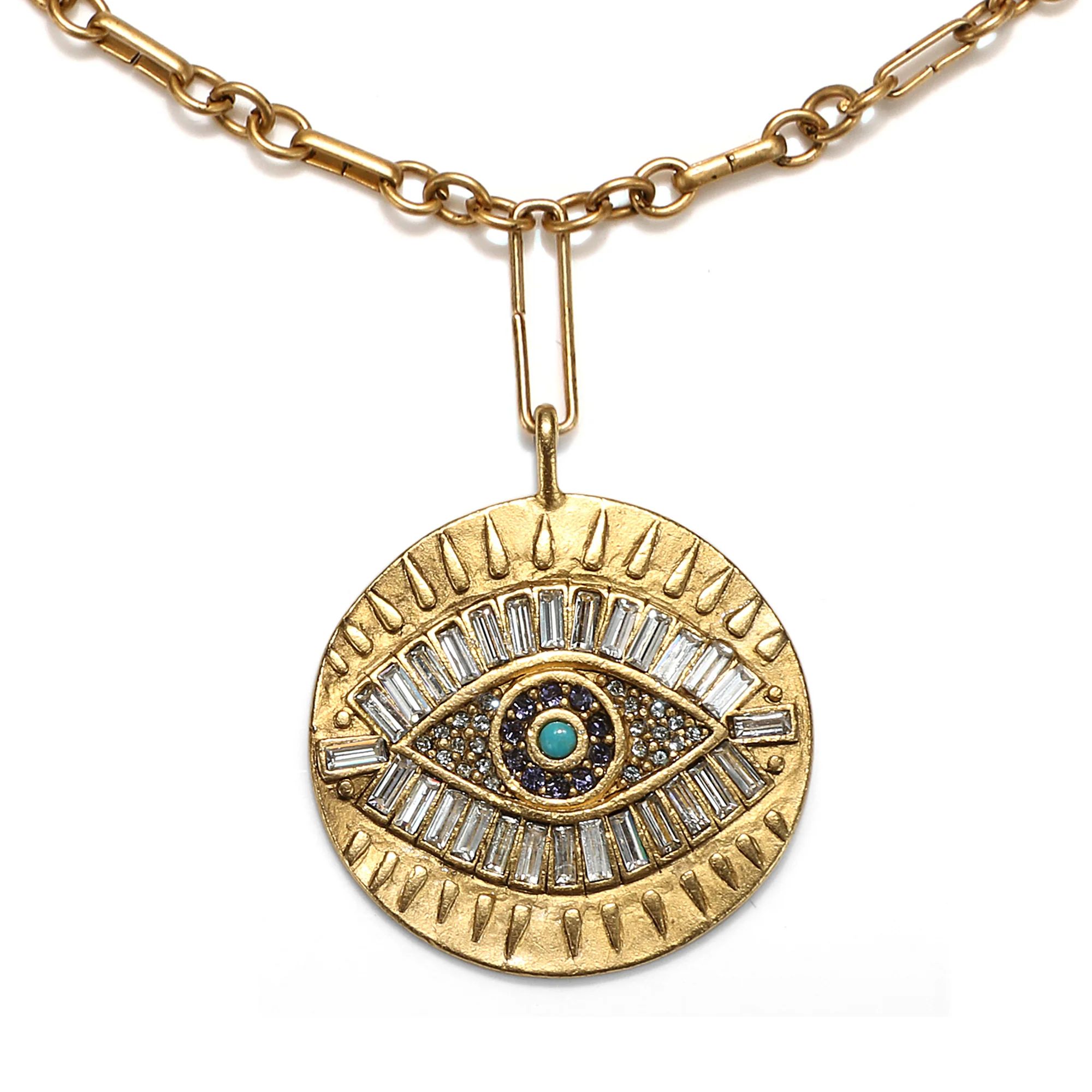 Super Evil Eye Talisman Medallion Necklace | Sequin