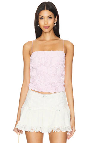 Tanya Top in Rosette Mesh Pink | Revolve Clothing (Global)