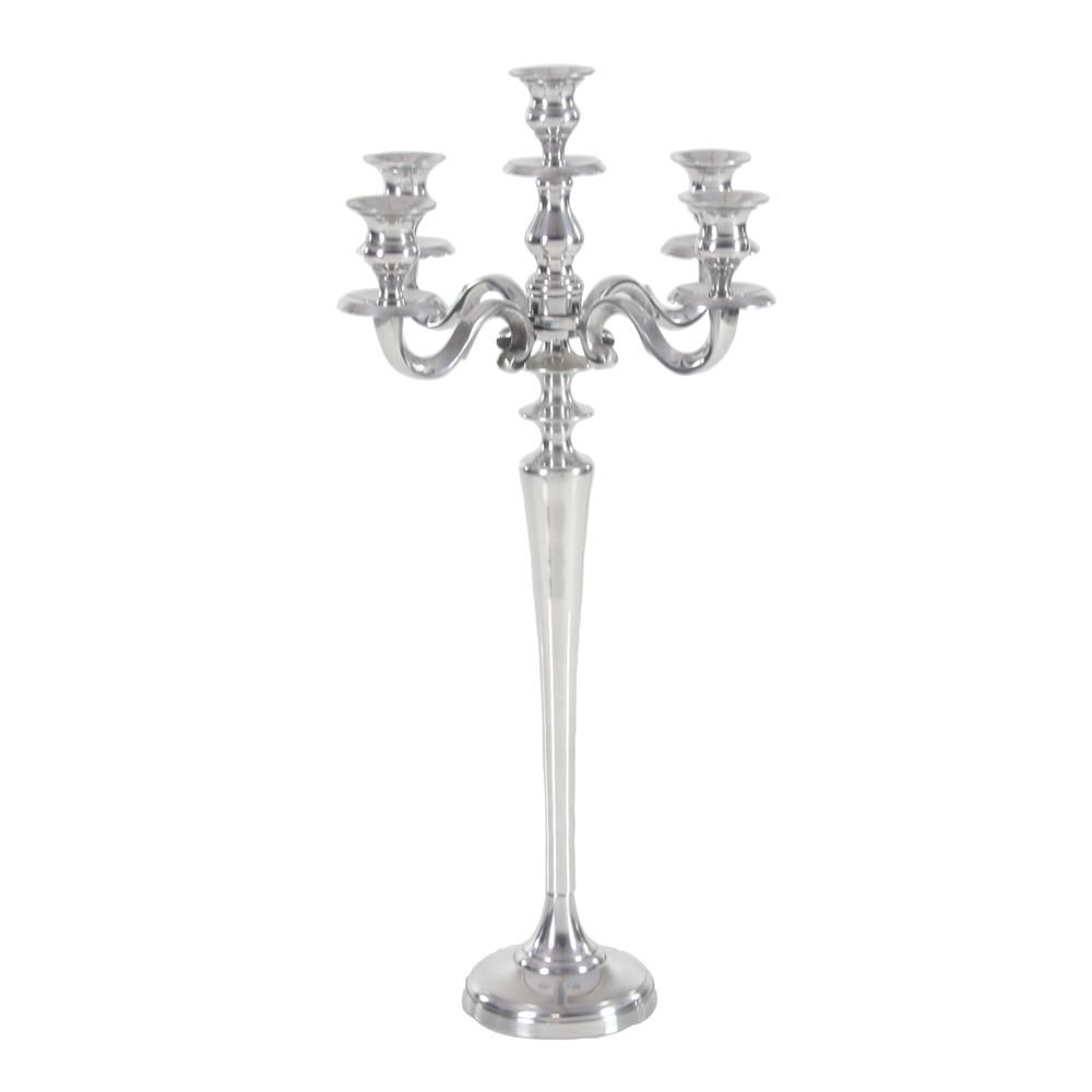 LITTON LANE Silver Aluminum Traditional Candle Holder | The Home Depot