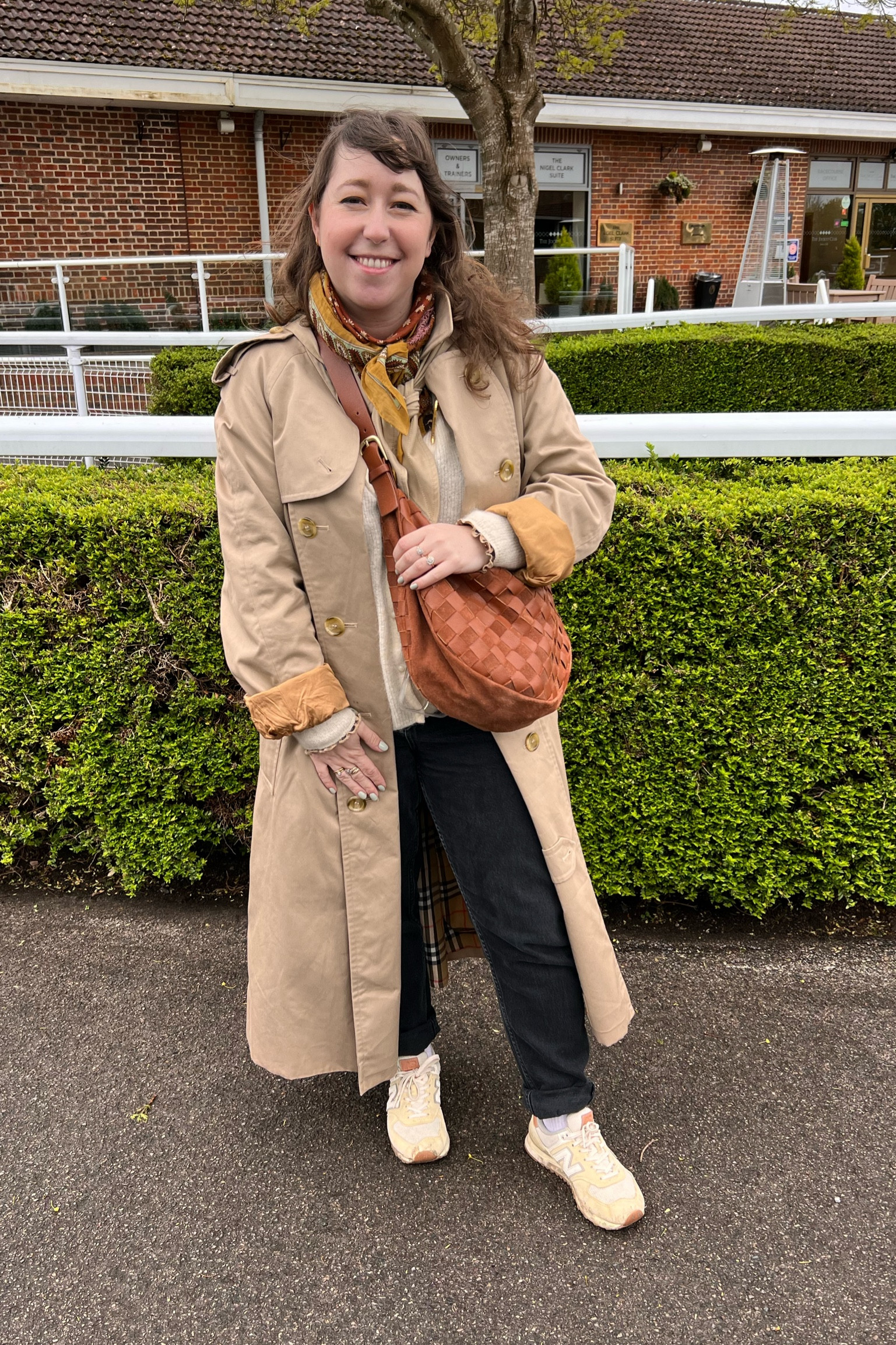 Classic and comfy outfit a day out at the antiques market in Sunbury #anthropologie #burberry #newbalace