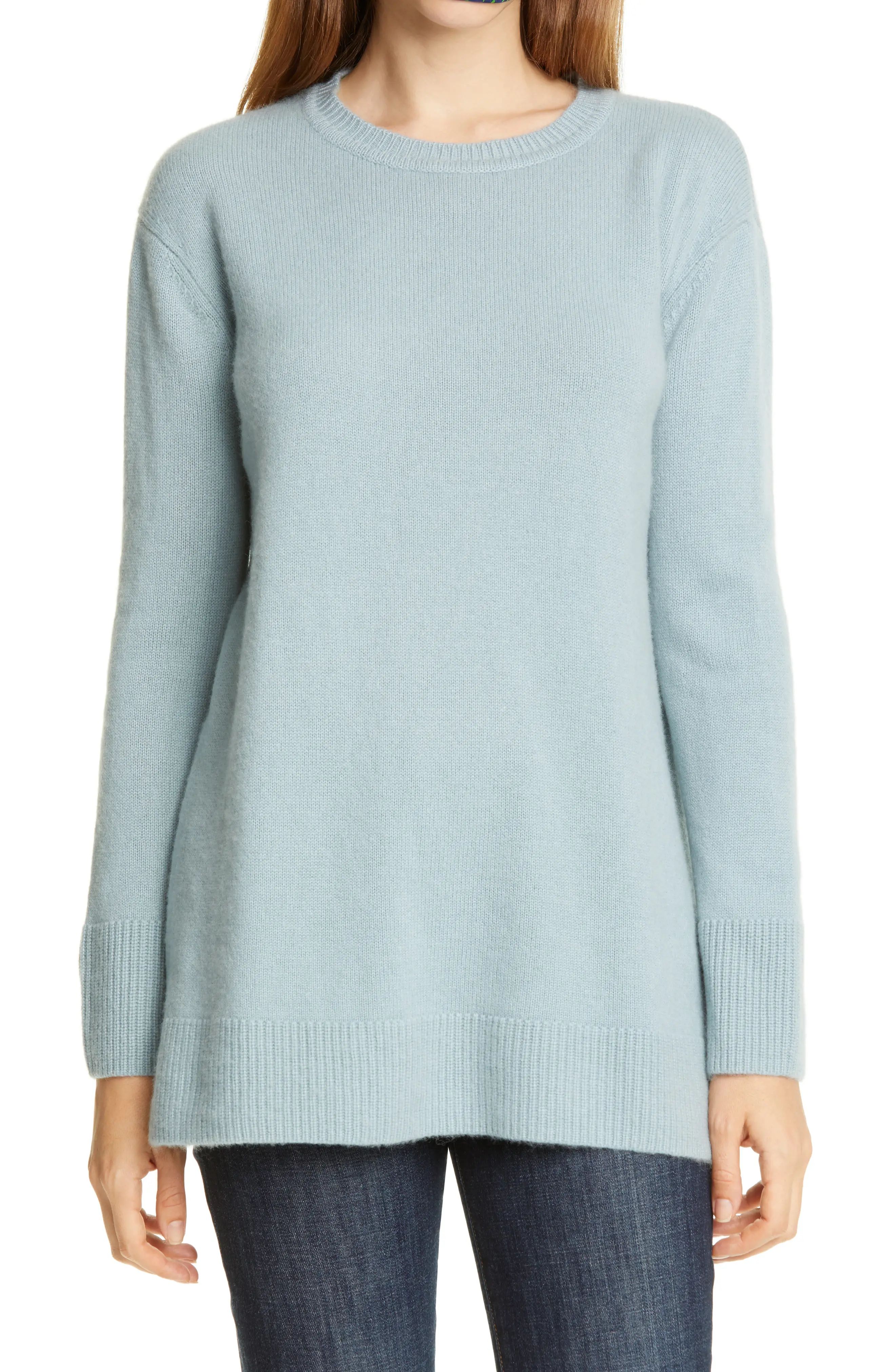 Women's Nordstrom Signature Cashmere Tunic Sweater, Size Small - Blue | Nordstrom