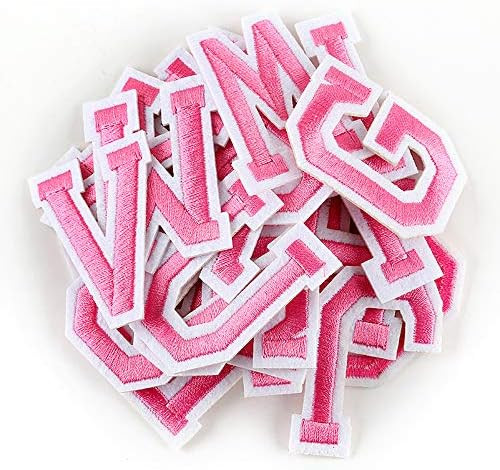 Letter Iron On Patches Sew On Appliques with Ironed Adhesive Pink Embroidered Decorative Repair P... | Amazon (US)