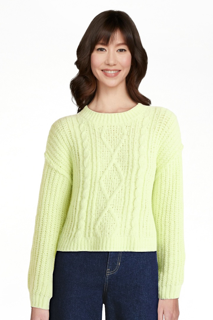 No Boundaries Cable Knit Sweater, Midweight, Women's | Walmart (US)