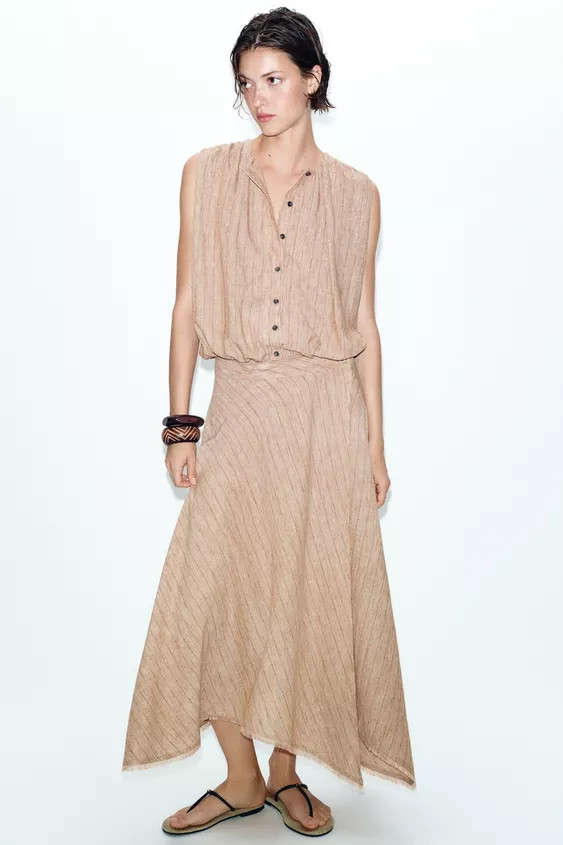 ASYMMETRIC STRIPED SKIRT SET | Zara US