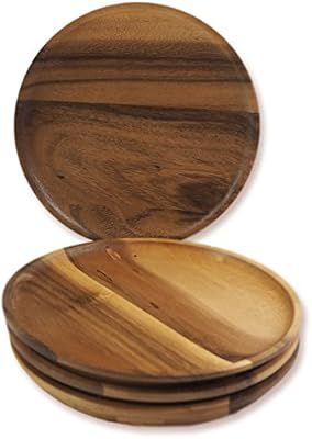 RoRo Round Acacia Wood Serving Charger Plates, 7 Inch Set of 4 | Amazon (US)